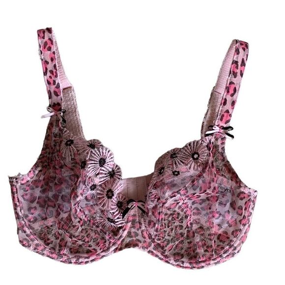 Freya Pink Floral Mesh Animal Print Bra 32 FF - Picture 2 of 7